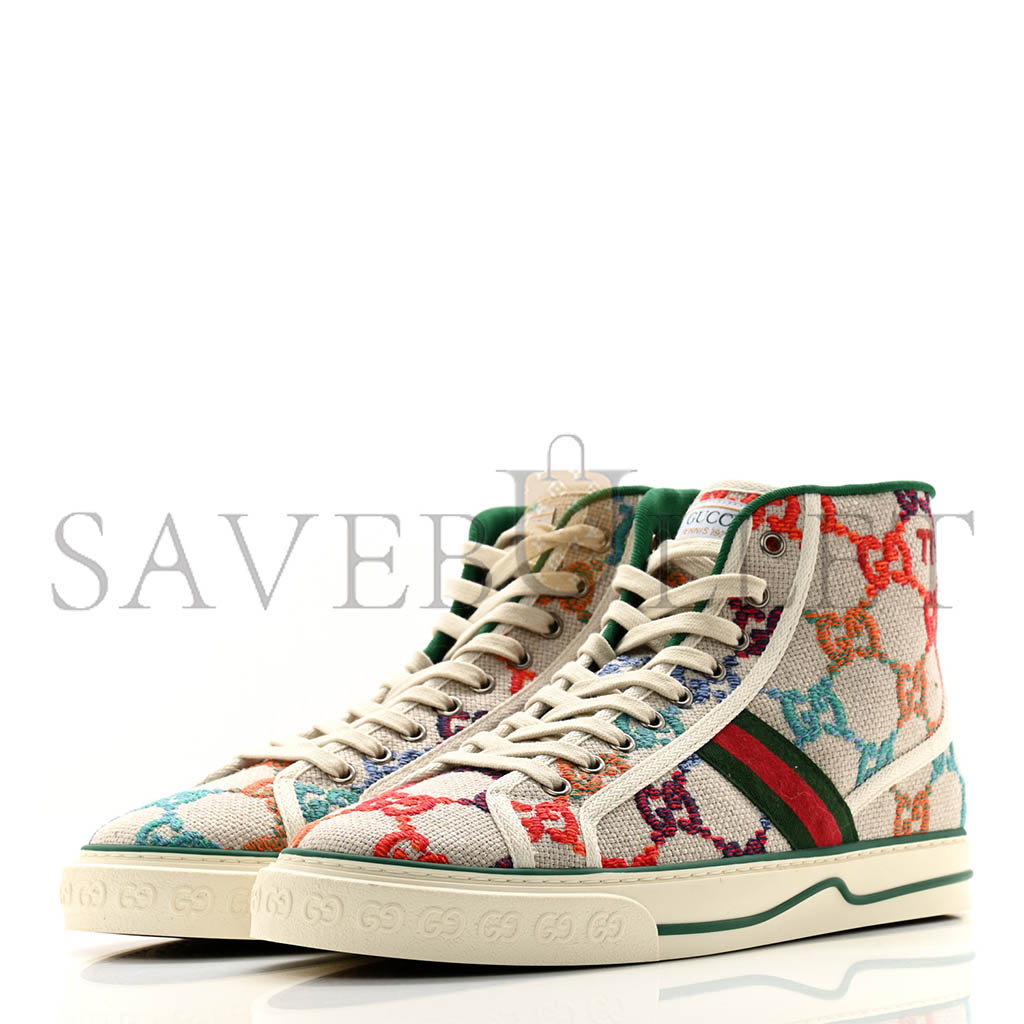 G*u*i linen psychedelic mini gg monogram mens 1977 tennis high top sneakers